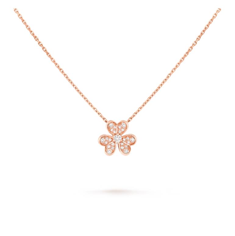 Classic 3 Leaf Clover Pendant Diamond Necklace Frivole Multiple Specifications Multiple Styles Gold Rose Gold Silver Crystal Diamond Necklace Mini Sma