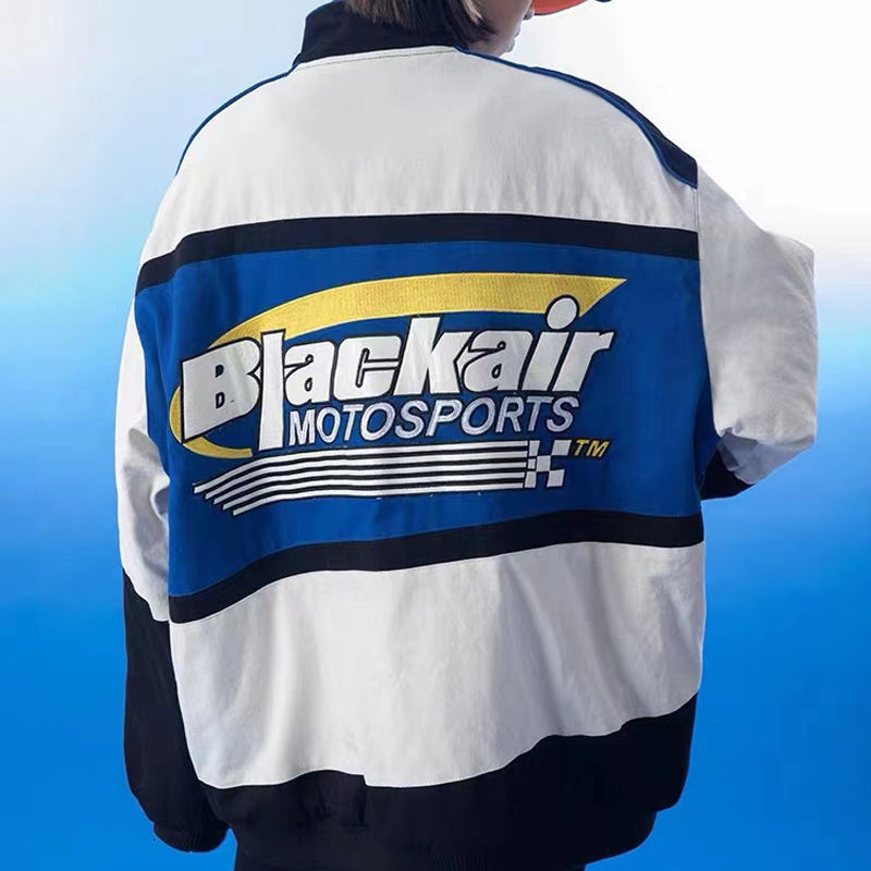 Women's Jackets Vintage Oversized Print Handsome Motorcycle Racing Suit Jacket Women Street Hip-hop Couple Windbreaker Y2K Bomber Jacket Mens 230