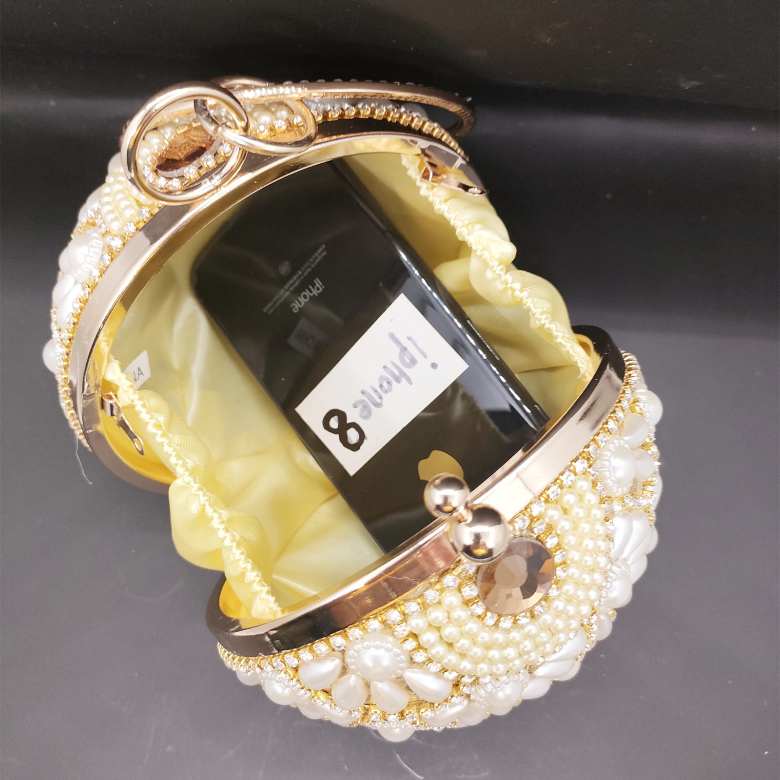 Evening Bags DG PEAFLOW Round Circular Gold Diamond Tassel Bridal Women Party Crystal Clutch Bag Wedding Wristlets Purse 230210