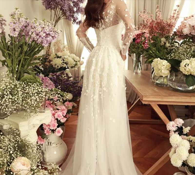 Boho Wedding Dress Bride Jumpsuits With Pockets Detachable Train Lace Jacket 3D Floral Applique Long Spring Summer Bridal Gowns Country Garden Women E