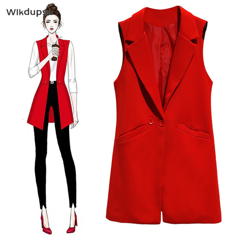 Women's Vests For Women Sleeveless Jacket Coat Long Blazer Formal Work Ladies Office Vintage Slim Suit Waistcoat Female Oversize 230210