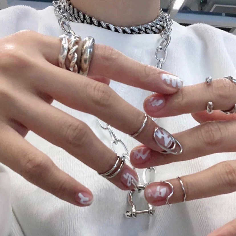 Solitaire Ring s Trend New Rhinestone Metal for Women Fingertip Nail Stainless Steel Fashion Party Gift Jewelry Y2302