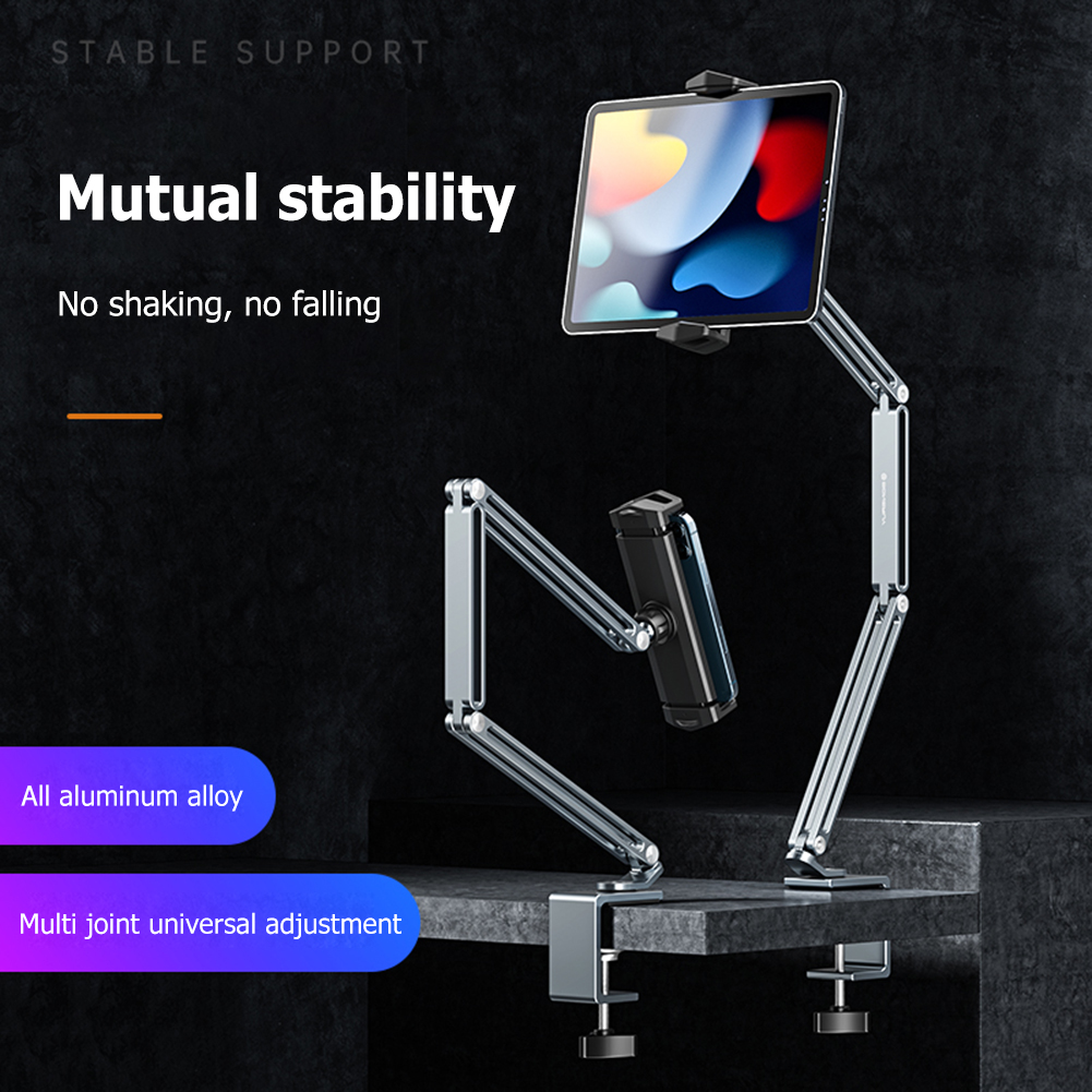 Mounts 360 Adjustable Holders Tablet Stand for 4'' To 12.9'' Mobile Phones Tablets Lazy Arm Desk Mount Aluminum Alloy Portable Reu