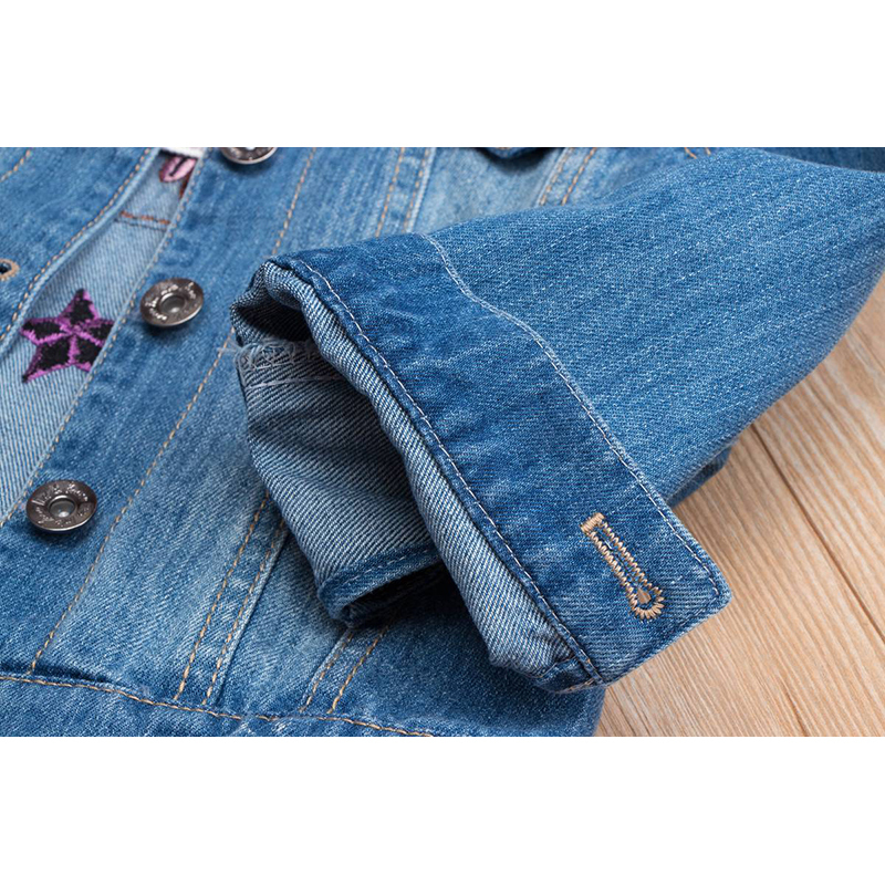 Jackets Cartoon Unicorn Embroidery Baby Girls Denim Coats Kids Jeans Toddlers Children Outerwear Clothes 230209