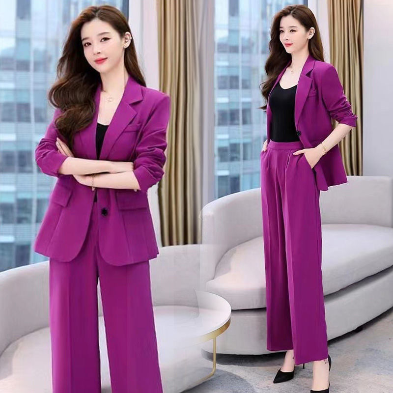 Womens Two Piece Pants Fashion Professional Suit Korean Elegant Spring Autumn Casual Blazers Coat Twopiece Set Femlae Clothing 230209wtt
