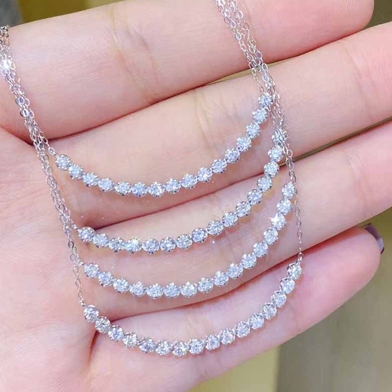 Choucong Brand Smile Pendant Simple Fashion Jewelry 925 Sterling Silver Round Cut White Topaz CZ Diamond Party Women Wedding Clavicle Necklace For Lov