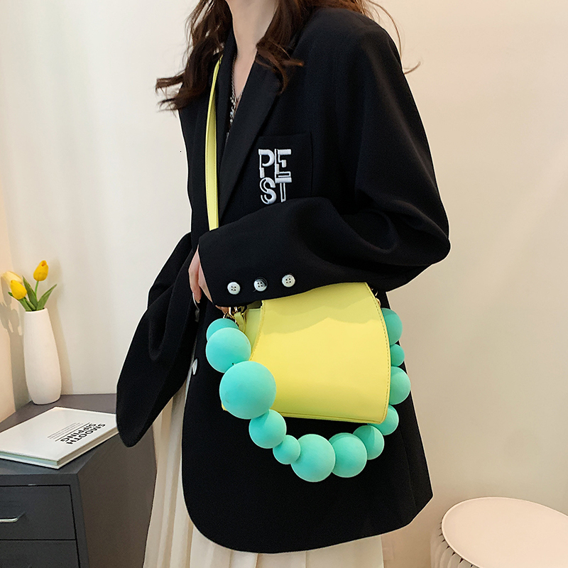 Evening Bags Spring Summer Niche Personality Handbag Quality Yellow Pu Leather Crossbody Bag Geometric Shape Shoulder Female 230210