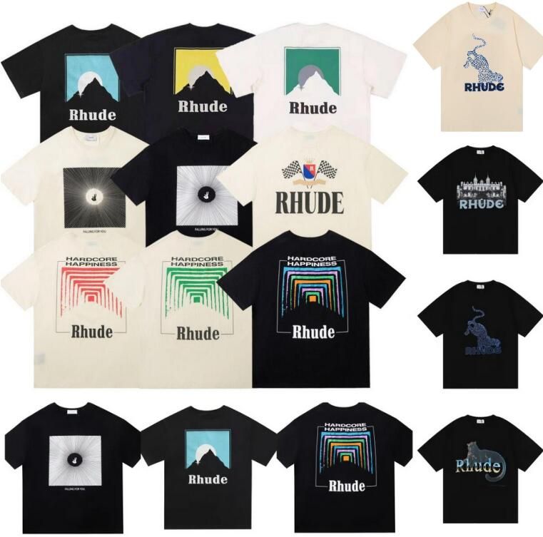 

Buy Mens Rhude t Shirt for sale Leopard Letter Print Doodle High Street Top Tees Men Women Casual Loose T-shirt Streetwear, Not sold separately