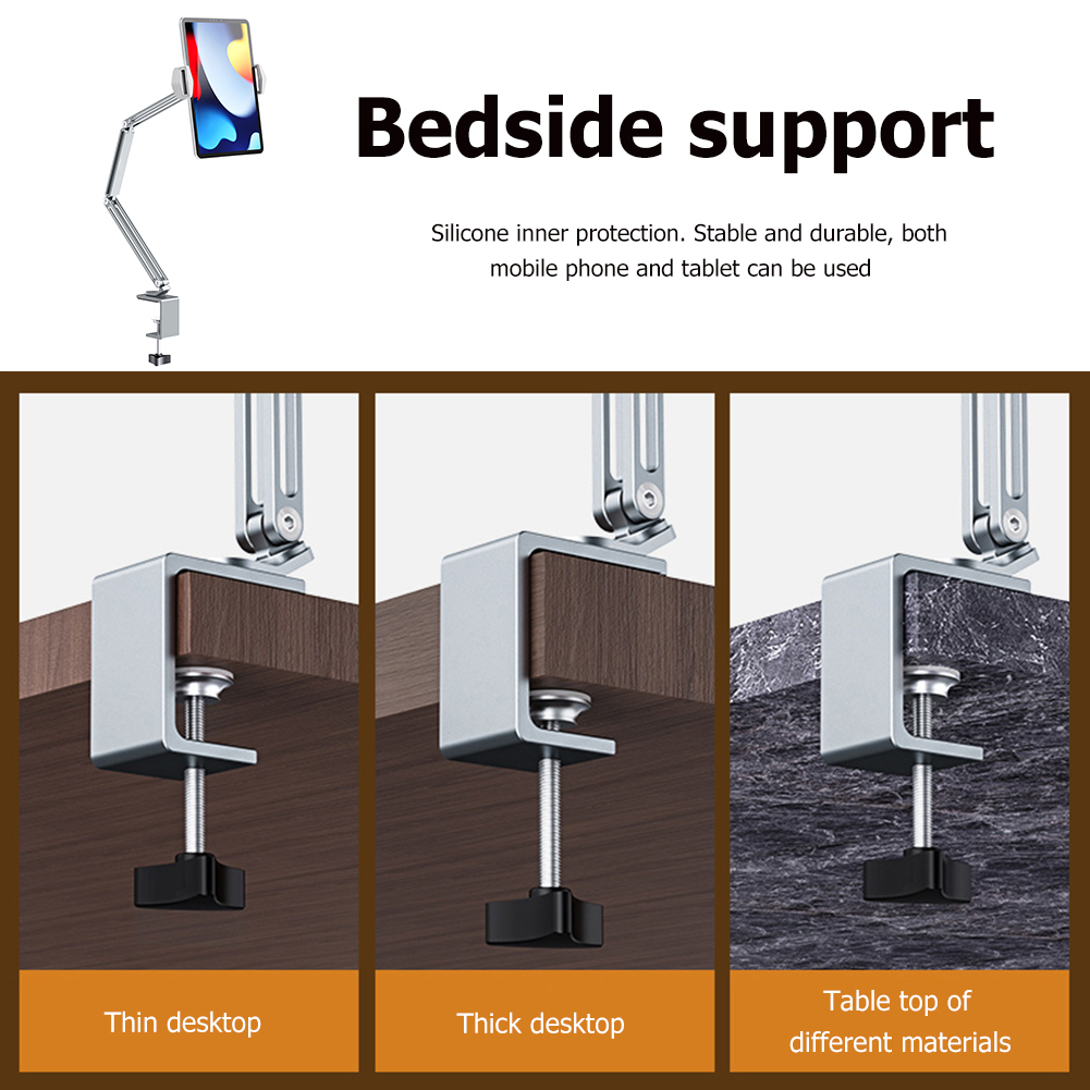 Mounts 360 Adjustable Holders Tablet Stand for 4'' To 12.9'' Mobile Phones Tablets Lazy Arm Desk Mount Aluminum Alloy Portable Reu