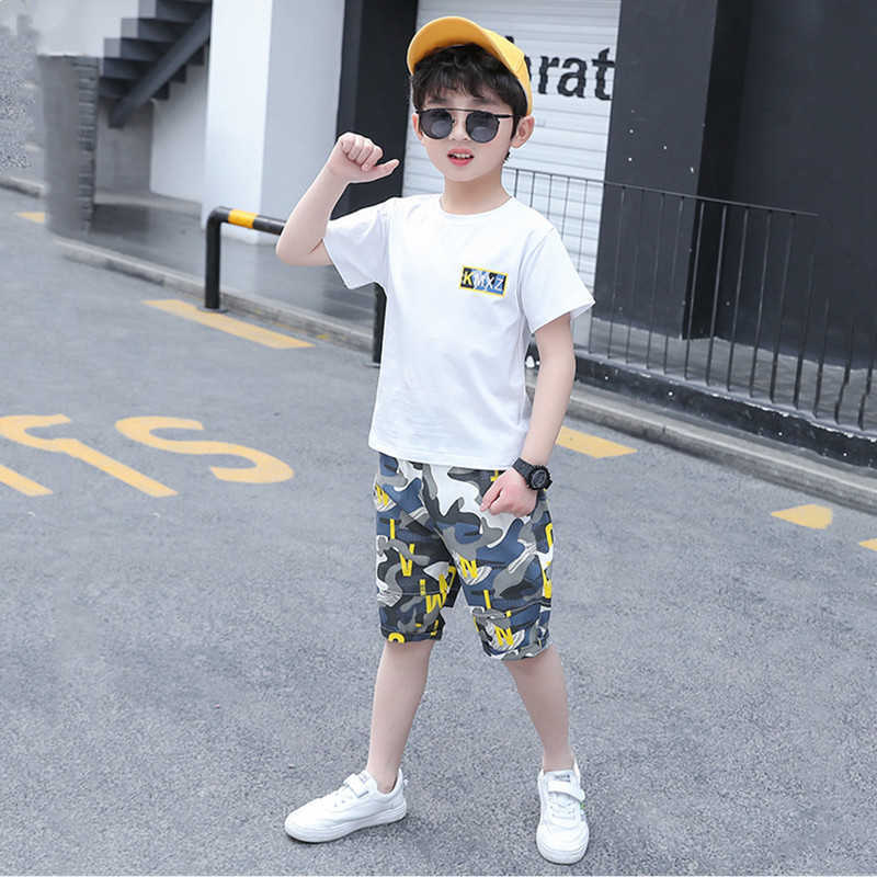 Clothing Sets Summer Boys Kids Clothing Clothes Set Fashion Letters Print Tops Pants Two Pieces Suit 2023 New Children Costume High Quality W230210