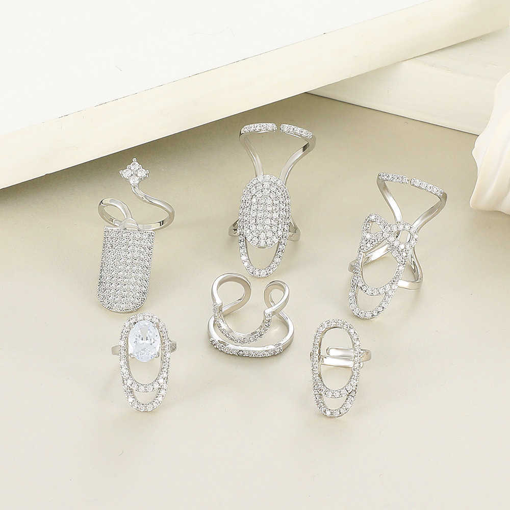 Solitaire Ring New Fashion Copper Inlaid Zircon Nail INS Selling Gold Plated Manicure Joint for Women Trend Party Jewelry Y2302
