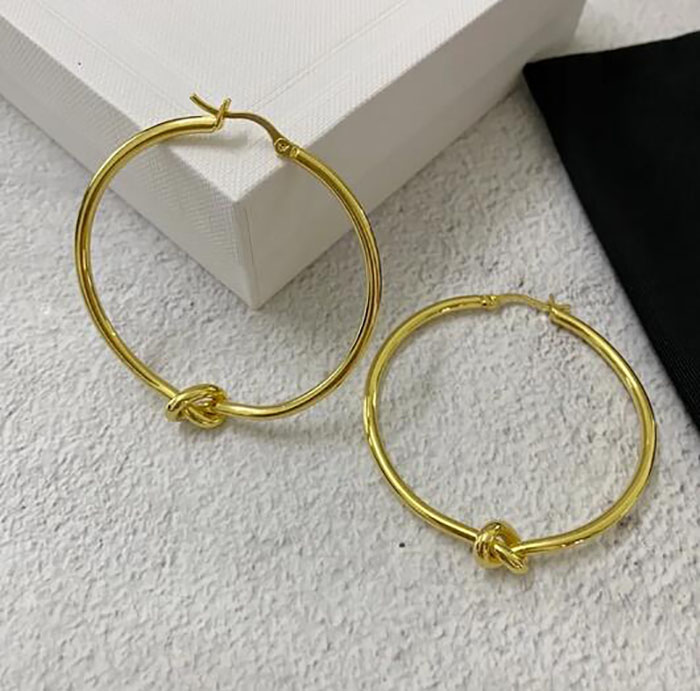 Famous Designer 18K Gold Large Round Knot Hoop Earrings For Women Top Quality Luxury Jewelry Charm Gift With Box