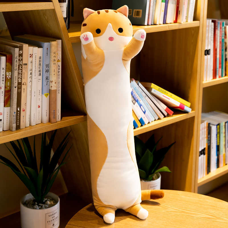 Lovely Plush Long Cat Soft Sleeping Cushion Nap Pillow Stuffed Animal Dolls Kawaii Toy Children Girls Boys Gift