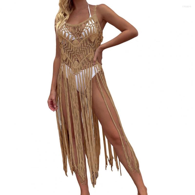 Women's Swimwear Women Beach Dress Hollow Out See-through Sleeveless Long Tassel Knitted Sunscreen Solid Color Slim Fit Summer Bikini Cover, Khaki
Women's Swimwear Women Beach Dress Hollow Out See-through Sleeveless Long Tassel Knitted Sunscreen Solid Color Slim Fit Summer Bikini Cover, Khaki