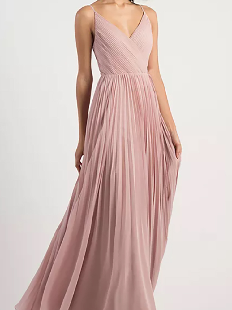 Runway Dresses Lucyinlove Elegant Chiffon V-Neck Pleated Evening Dress Formal Party Prom Gown Dresses Robe Vestidos De Fiesta For Women 230210
