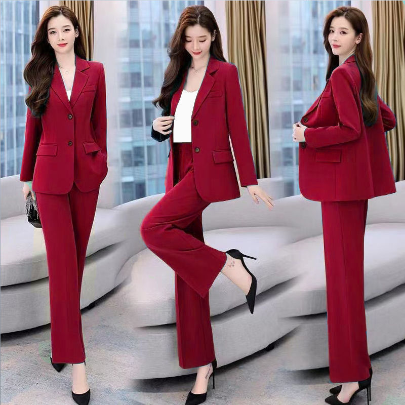 Womens Two Piece Pants Fashion Professional Suit Korean Elegant Spring Autumn Casual Blazers Coat Twopiece Set Femlae Clothing 230209wtt