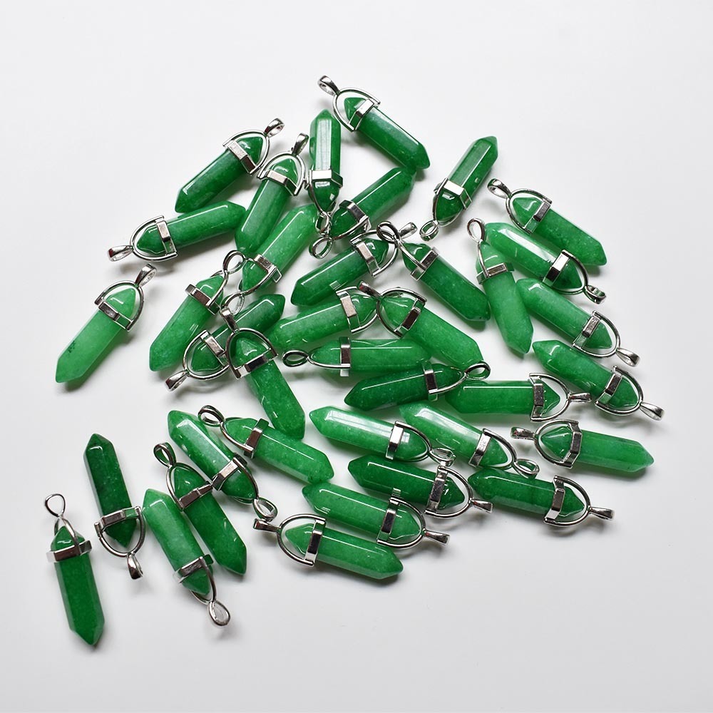 Gemstone Wholesale 24pcs/lot high quality assorted natural stone mixed pillar charms chakra Pendants necklaces for making free 230210