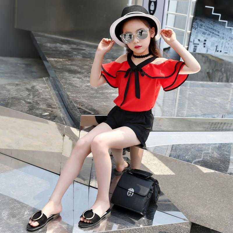 Clothing Sets Summer Girls Clothing Sets Kids TshirtShorts Suits Short Sleeve Children Fashion Girl Clothes Outfit 4 6 8 10 11 12 Years W230210
