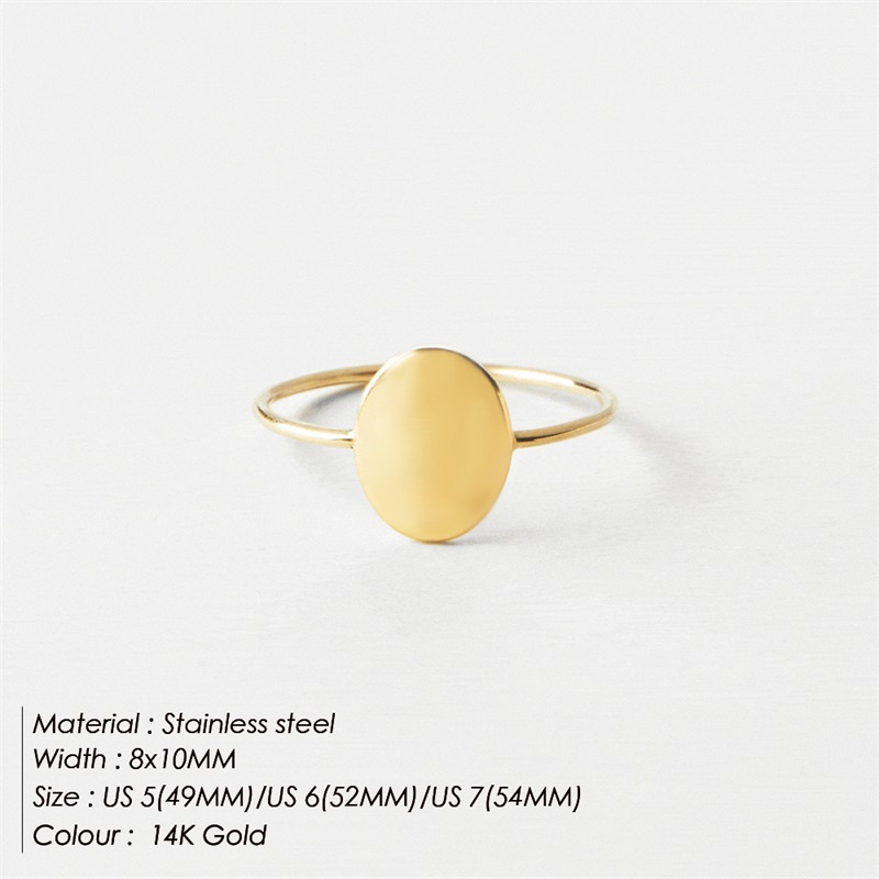 Delicate Oval Ring Dainty Gold Plated Blank Minimalist Feminist Rings For Women Wholesale