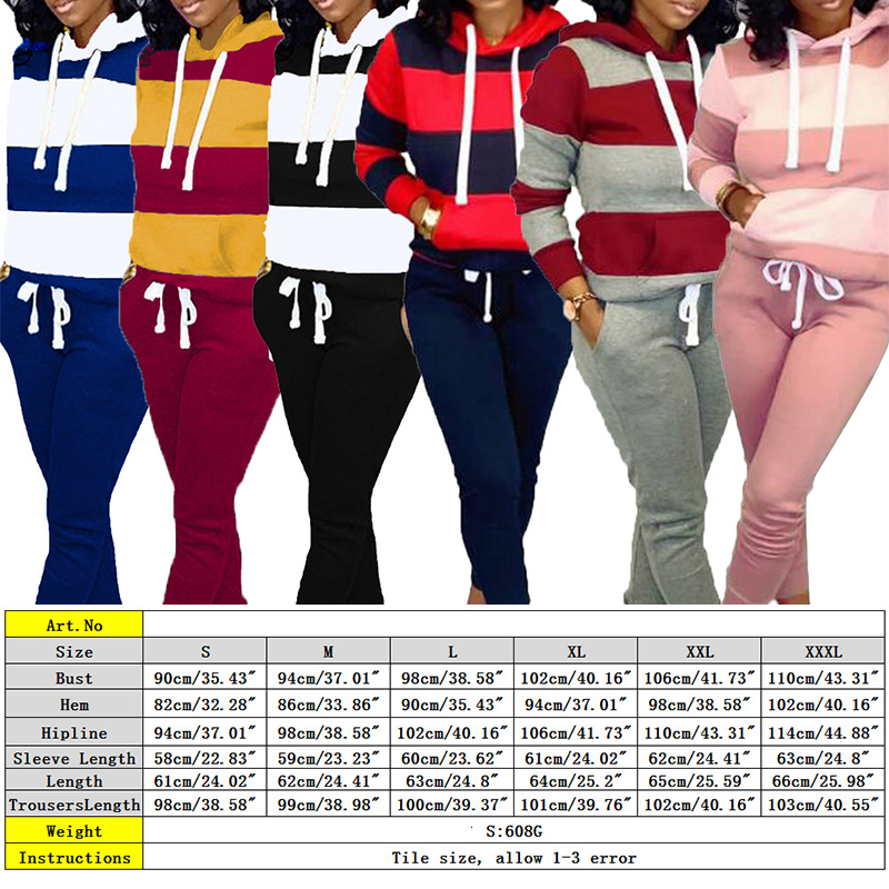 Womens Two Piece Pants 2 Set Spring Autumn Tracksuit Women Sweatshirt Print HoodiesPants Sportwear Sports Suit Hooded Hoodies 230209