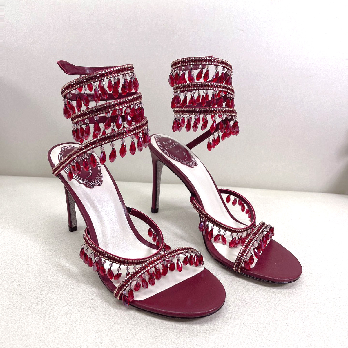 crystal-embellished Rene caovilla Chandelier sandals leather stiletto Heels Evening shoes women heeled Luxury Designer Ankle Wraparound shoe MLS6, Pink
crystal-embellished Rene caovilla Chandelier sandals leather stiletto Heels Evening shoes women heeled Luxury Designer Ankle Wraparound shoe MLS6, Pink