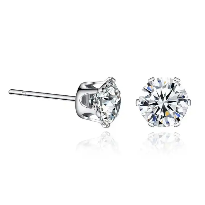 6 pairs Round Zircon Diamond Stud Earrings Stainless Steel Minimalist Simple Stone 3-8mm CZ Earrings for Women Men Unisex