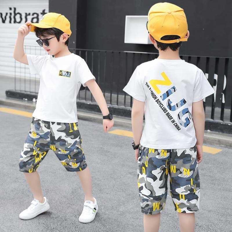 Clothing Sets Summer Boys Kids Clothing Clothes Set Fashion Letters Print Tops Pants Two Pieces Suit 2023 New Children Costume High Quality W230210