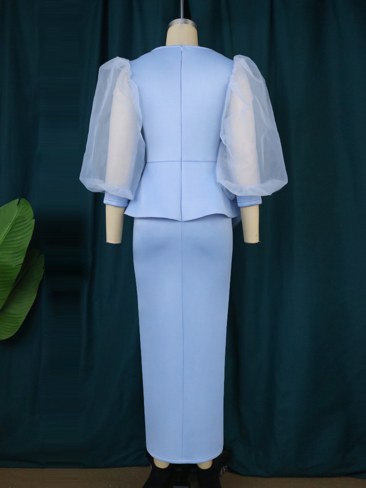 Casual Dresses Chic Women Long Dresses Beaded Sweetheart Neck Tulle Long Sleeve High Waist Slit Dress Elegant Date Night Business Club Wear 3XL 230210