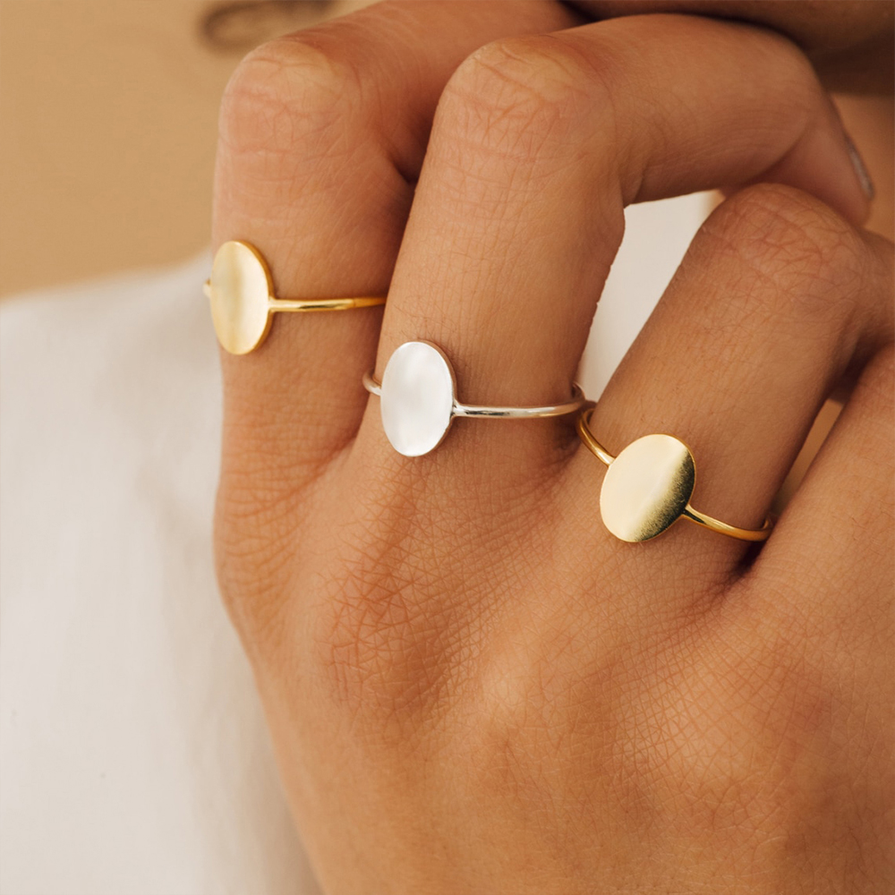 Delicate Oval Ring Dainty Gold Plated Blank Minimalist Feminist Rings For Women Wholesale