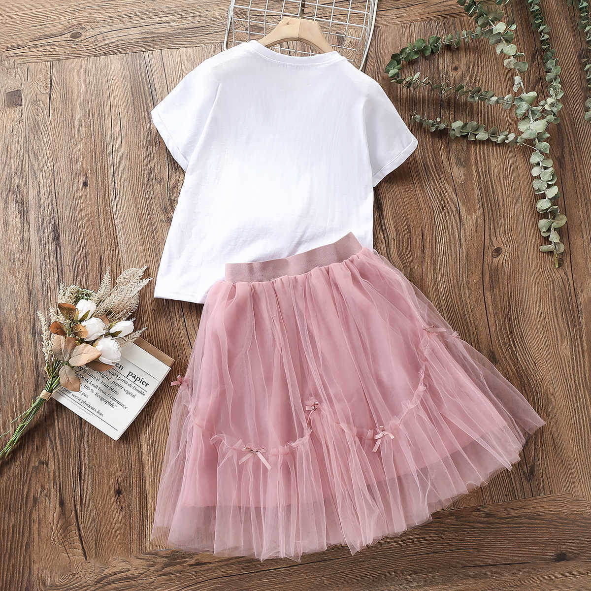 Clothing Sets Cute Baby Kids Summer Skirt Suits for Girls Clothes Short Sleeve Shirt Skrit Party Costumes Children Clothing 8 10 12 13 Years W230210
