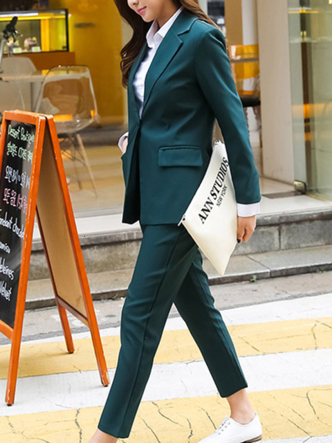 Womens Two Piece Pants Work uits OL 2 Set For Women Business Interview Uniform Slim Blazer And Pencil Office Lady Suit Female Outfits 230209