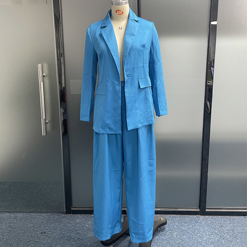 Womens Two Piece Pants Waytobele Women Blazer Suit Set Casual Lapel Solid Long Sleeve With Pockets Single Button Coat Top Loose Wide Legs Sets 230209