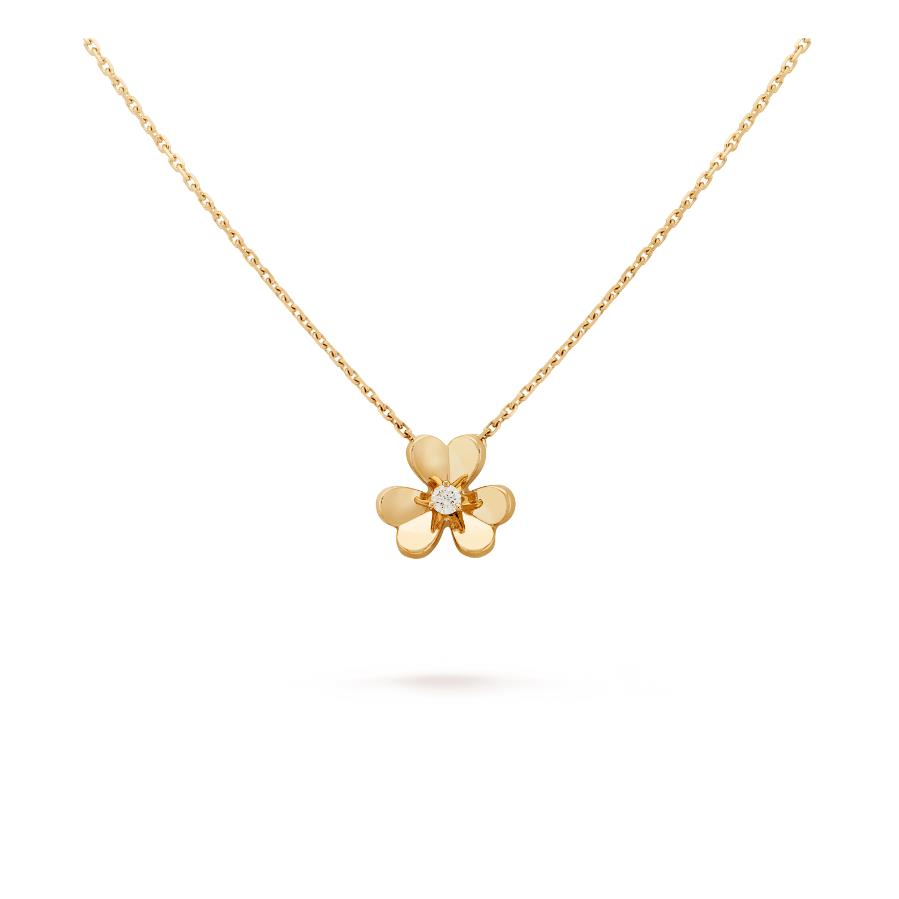Classic 3 Leaf Clover Pendant Diamond Necklace Frivole Multiple Specifications Multiple Styles Gold Rose Gold Silver Crystal Diamond Necklace Mini Sma
