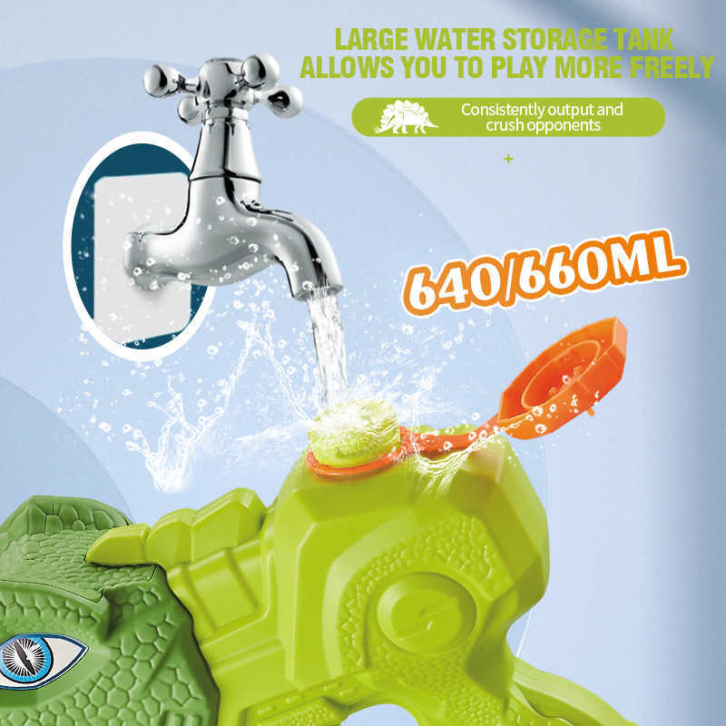 Bath Toys Children's Outdoor Dinosaur Large-capacity Pull-out Porous Water Gun Summer Swimming Pool Beach Play Toy Chase Game XPYJ230210