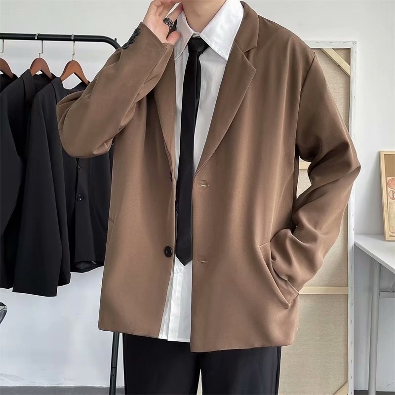 Mens Suits Blazers Casual Men Loose S3XL Solid Color Single Breasted Retro Japan Style Artsy Office Notched Collar Interview 230209