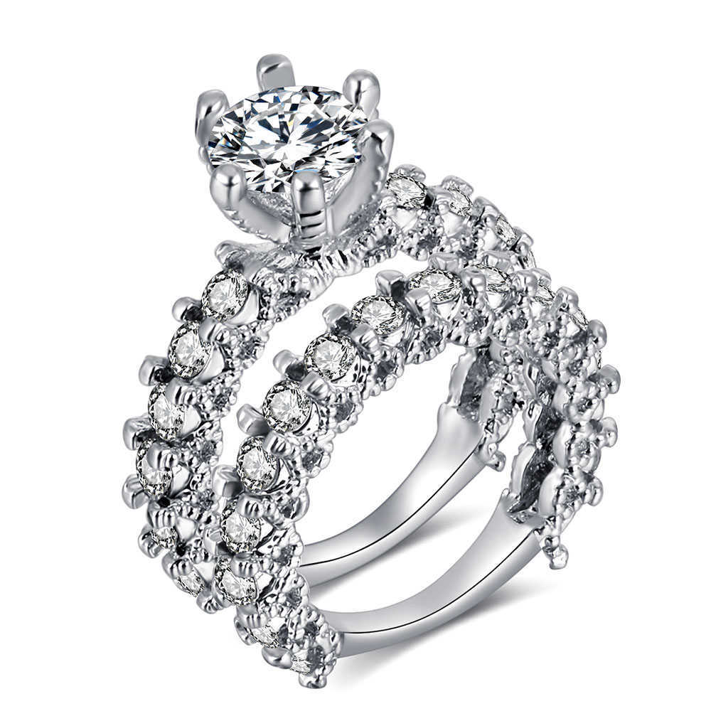Solitaire Ring IPARAM Elegant Zircon Jewelry Silver Color Engagement Wedding Set for Women 2019 Fashion Crystal Y2302