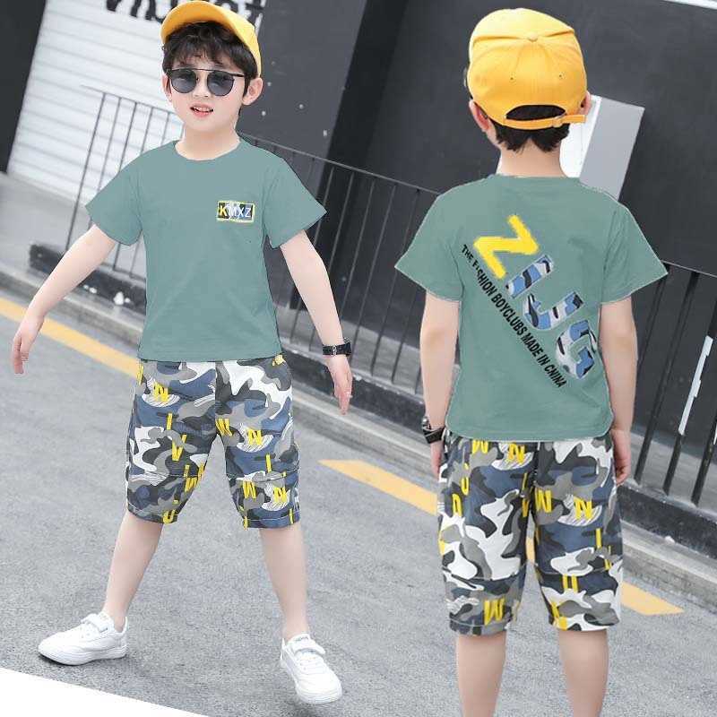 Clothing Sets Summer Boys Kids Clothing Clothes Set Fashion Letters Print Tops Pants Two Pieces Suit 2023 New Children Costume High Quality W230210