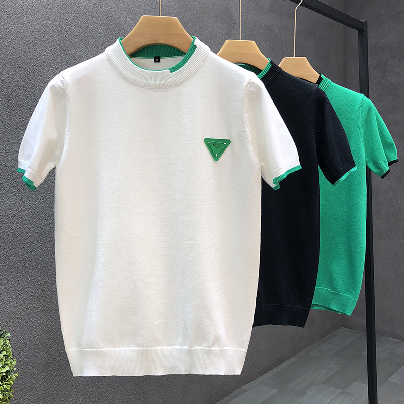 Contrast Stitching Slim Fit Knitted T Shirt Men O-Neck Homme Streetwear Fashion Summer Men Casual T-Shirt, Black
Contrast Stitching Slim Fit Knitted T Shirt Men O-Neck Homme Streetwear Fashion Summer Men Casual T-Shirt, Black