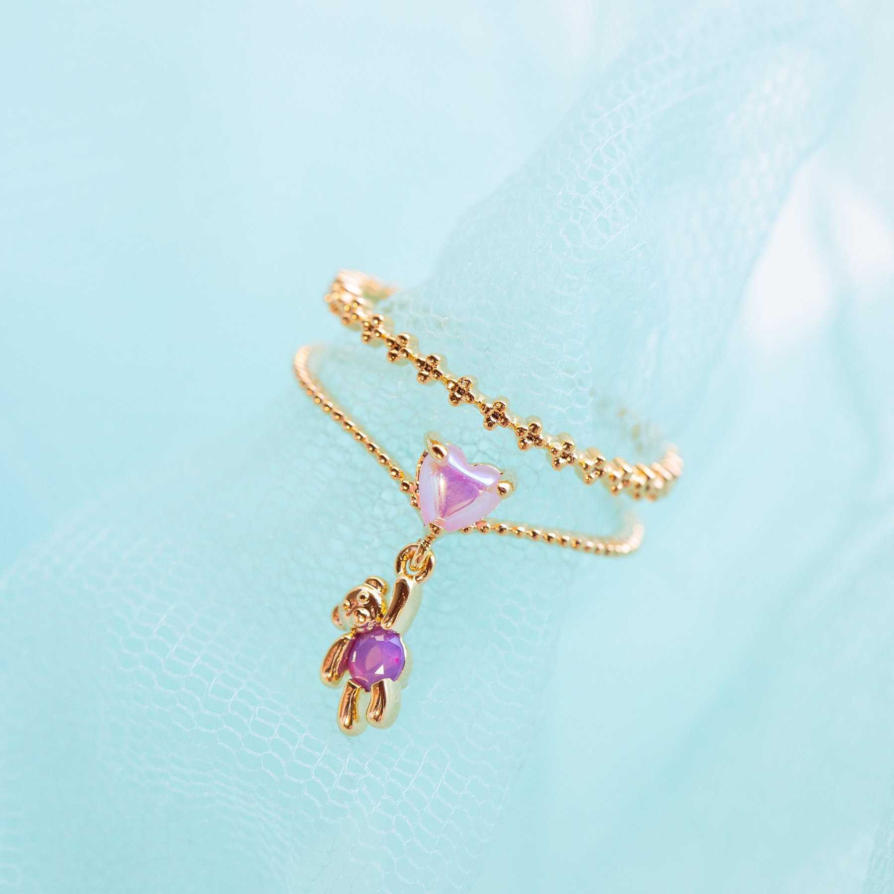 Solitaire Ring Lost Lady New INS Love Bear Flower Zircon The Same Birthday Gift Jewelry Wholesale Direct Sales Y2302