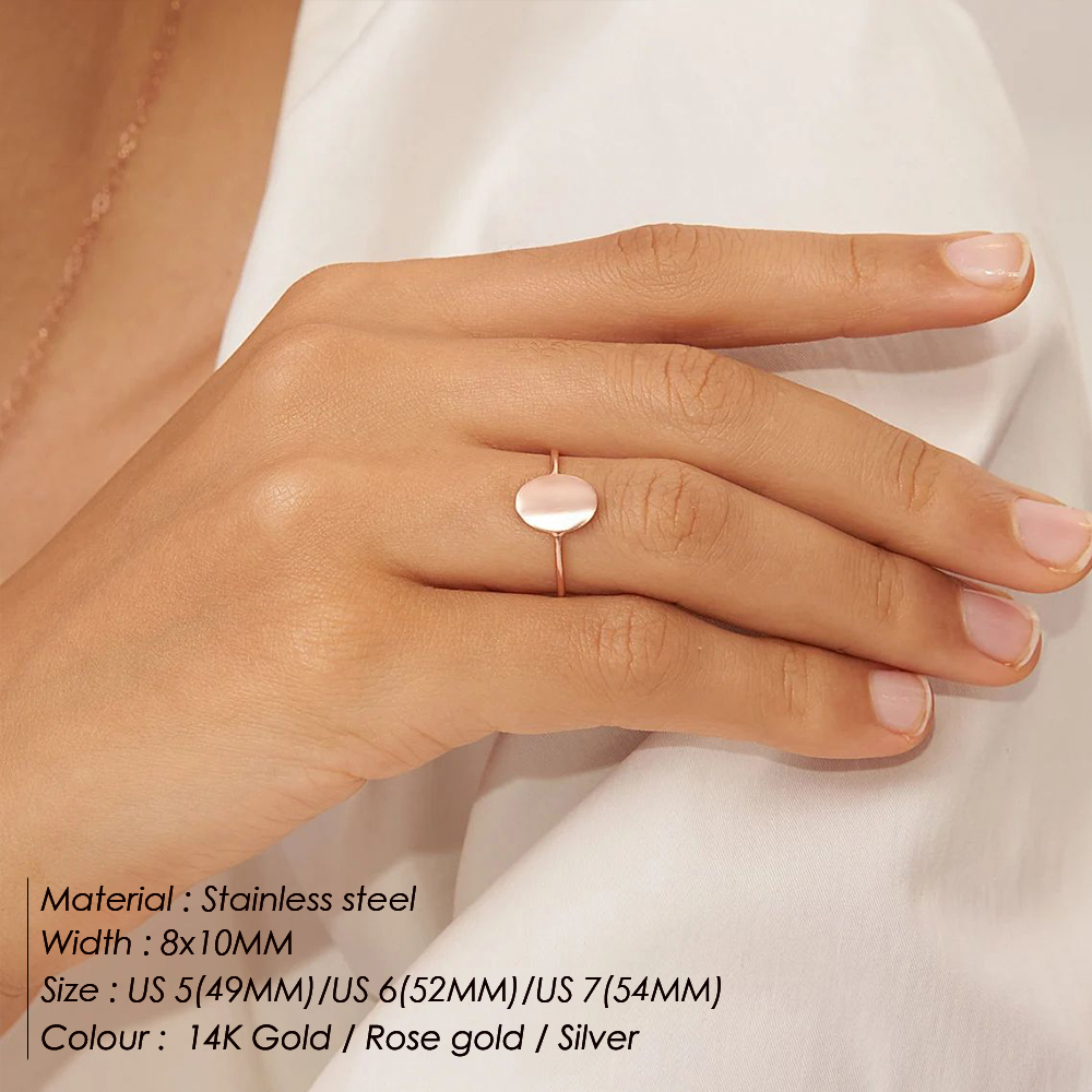 Delicate Oval Ring Dainty Gold Plated Blank Minimalist Feminist Rings For Women Wholesale