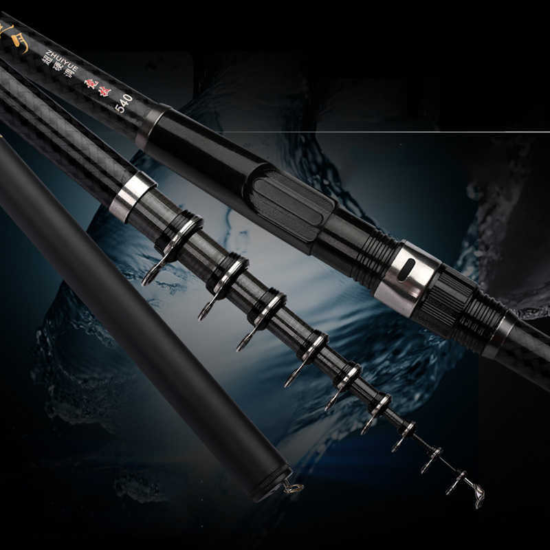 Boat Fishing Rods Carbon Fiber Rock Fishing Rod 36 45 54 63 72m Retractable Ultralight Telescopic Fishing Pole Superhard GAN034 J230211