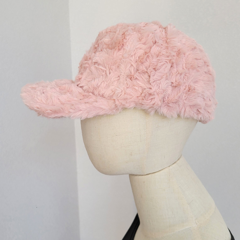 Ball Caps Faux Fur Baseball Cap for Women Fluffy Hats Fall Winter 230211