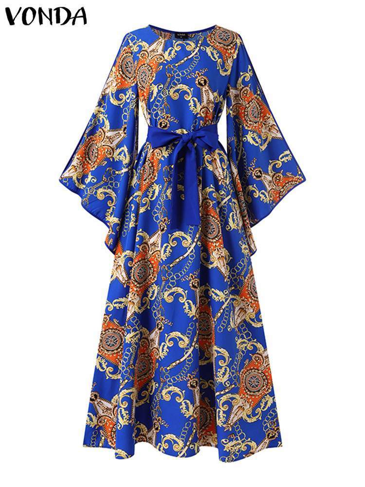 Party Dresses Bohemian Maxi Long Women Sexy Sleeve Holiday Pleated Vintage Printed Sundress Casual Vestido Femme 230211
