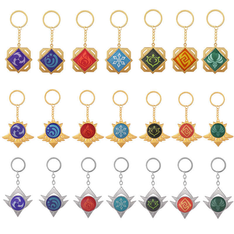Key Rings Anime Keychain Genshin Impact Vision Element God's Eye for Men Car Key Chain Women Accessories Cute Bag Pendant Key Ring Gift G230210