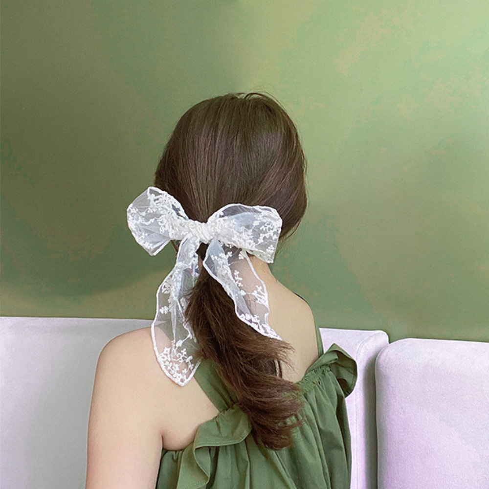 Korea Sweet White Black Lace Butterfly Ribbon Hair Clips Hair Barrettes Hairpins for Kids Girls Party Wedding Hair Accessories 1593