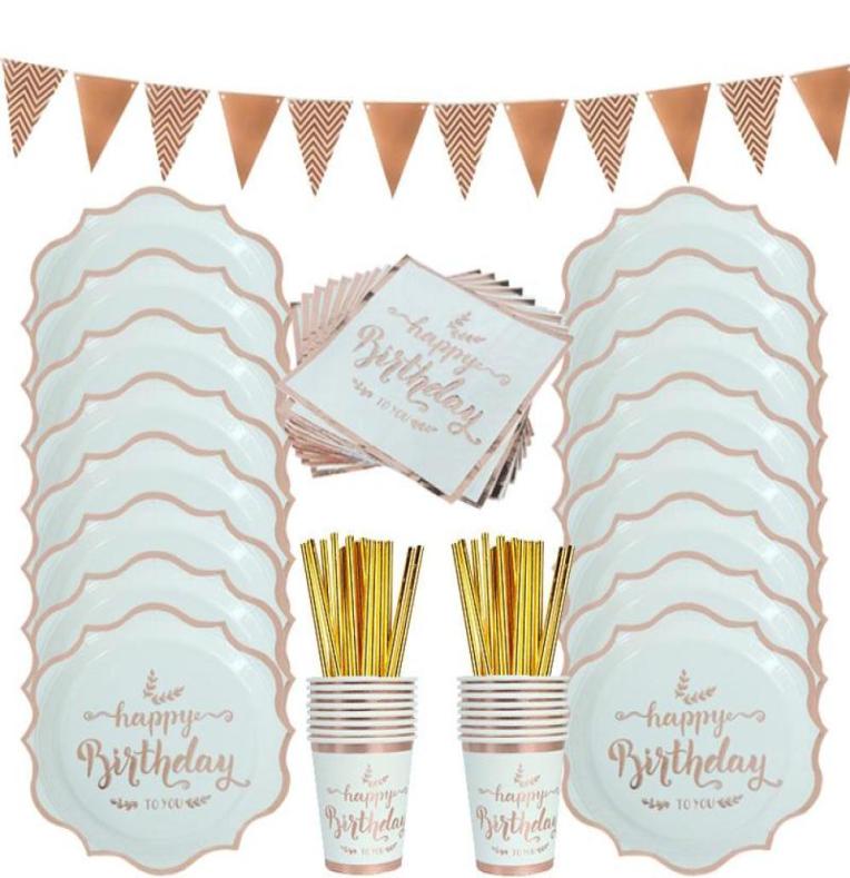 Disposable Dinnerware 74pcsset Rose Gold Birthday Tablewares Decorations Napkin Cup Plate Adult Party Decor Wedding Tableware3989318
Disposable Dinnerware 74pcsset Rose Gold Birthday Tablewares Decorations Napkin Cup Plate Adult Party Decor Wedding Tableware3989318