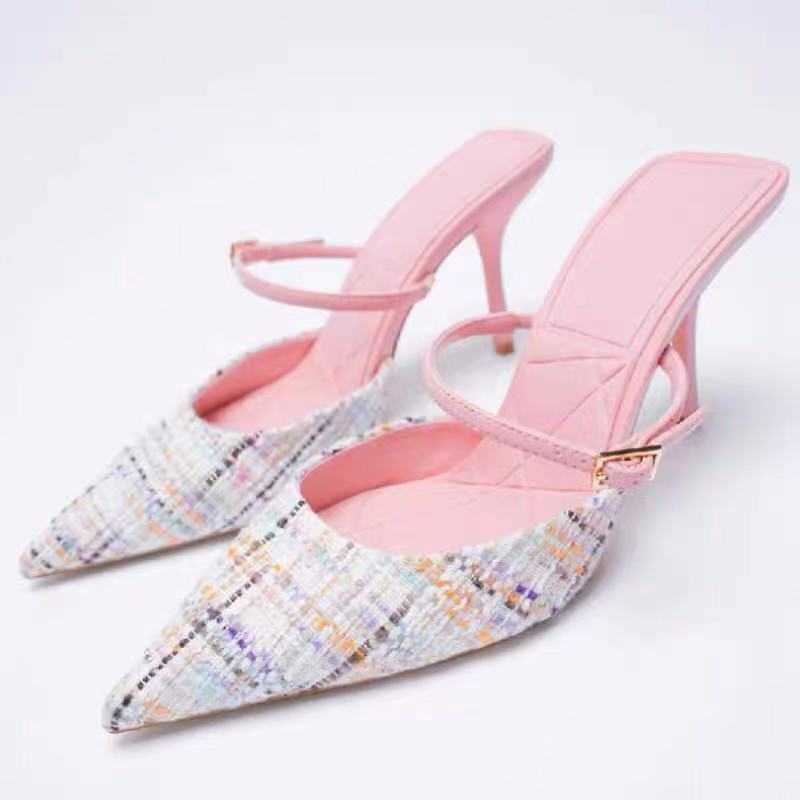 Sandals Spring New 2022 New Pointed Stiletto Pumps Women's Slingback Shallow Mouth Heels Fashion Single Shoes Office Sandals G230211, Pink
Sandals Spring New 2022 New Pointed Stiletto Pumps Women's Slingback Shallow Mouth Heels Fashion Single Shoes Office Sandals G230211, Pink