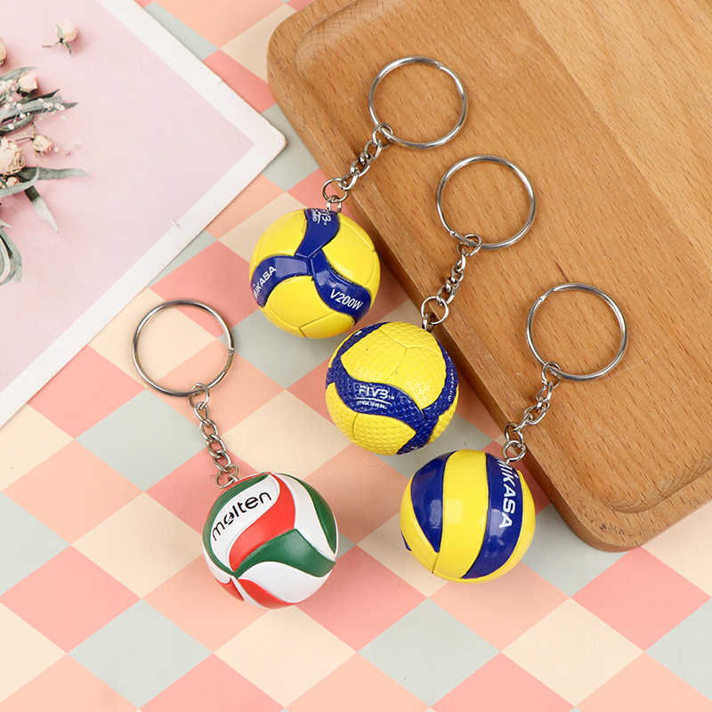 Key Rings Fashion PVC Volleyball Keychain Ornaments Business Volleyball Gifts Beach Ball Sport For Players Men Women Key Chain Gift G230210