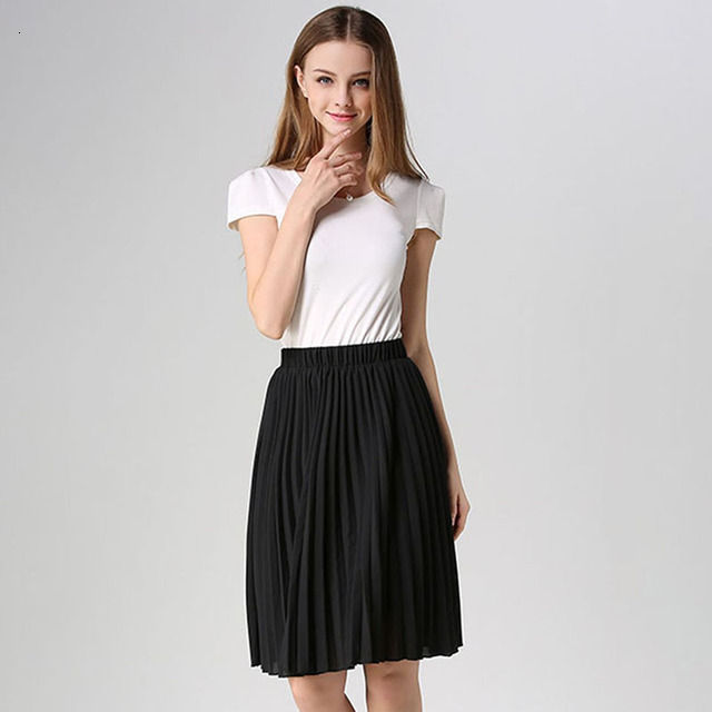 Skirts Women Chiffon Pleated Skirt Vintage High Waist Tutu Skirts Womens Saia Midi Rokken Summer Style Jupe Femme Skirt 230211