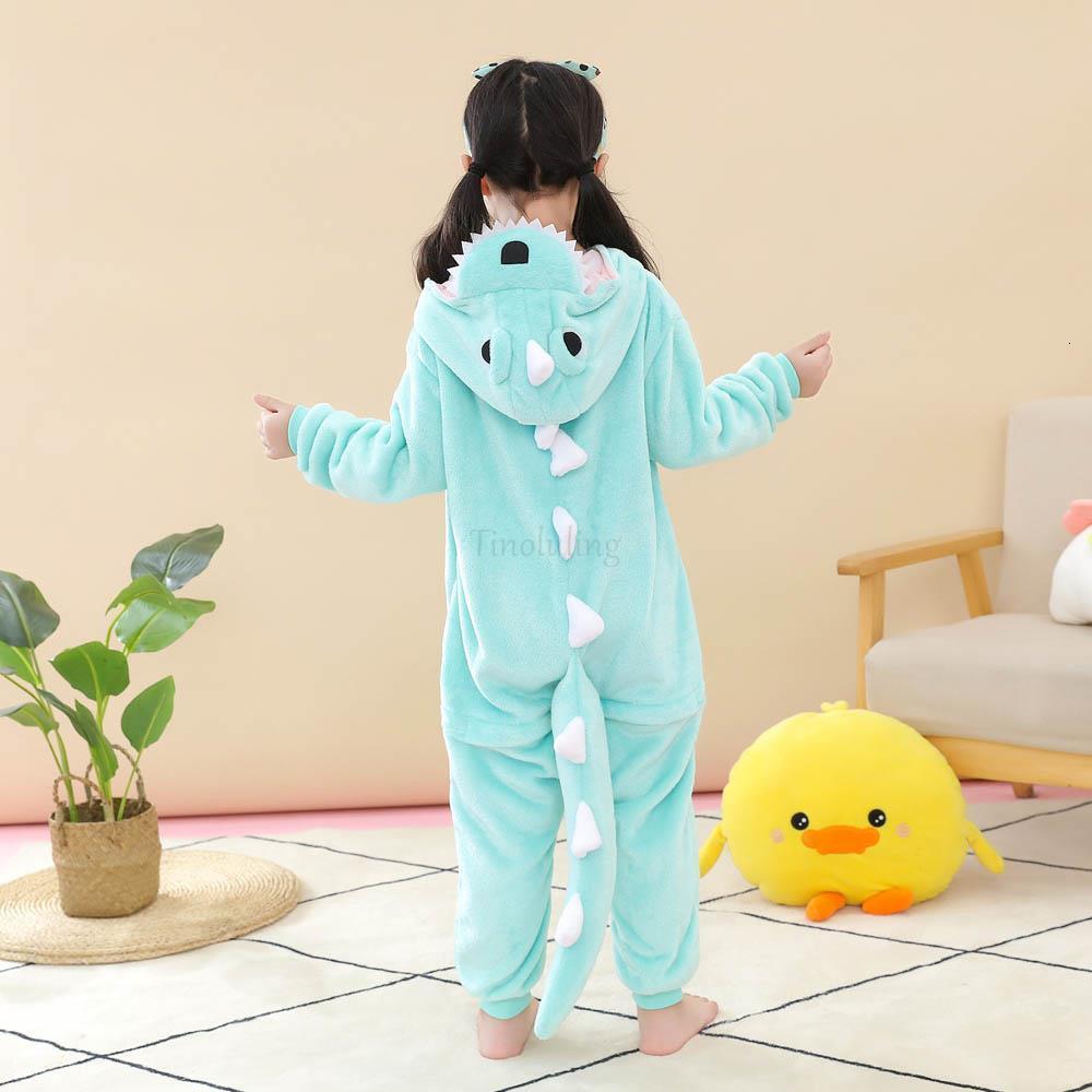 Pajamas Dragon Panda Licorne Flannel Winter Pajamas Children's Dinosaur Onesies Hooded Kigurumis Jumpsuit for 4 6 8 10 12 Year 230210